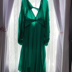 Acler
Women's Green Palms Pleated Satin Midi
Dress